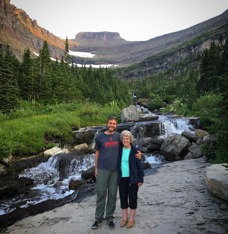 Brad Ryan and Grandma Joy at Glacier National Park.