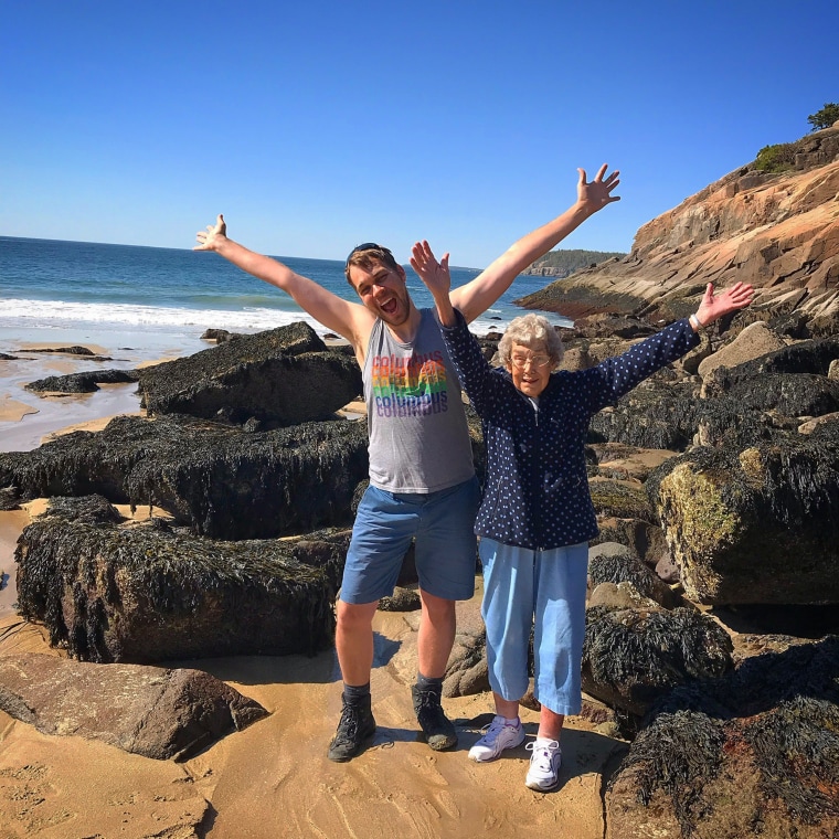 Brad and Grandma Joy at Acadia National Park in Maine.