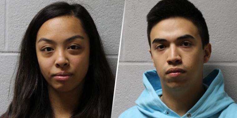 Image: Jamie Montesa and Brayan Cortez were arrested after taunting a 91-year-old woman with dementia at a nursing home where they worked.