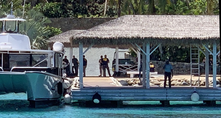 FBI agents on Little St. James Island, which was purchased by Jeffrey Epstein in 1998.