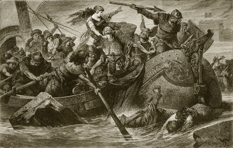 Nordic Raid Under Olaf Tryggveson Engraving