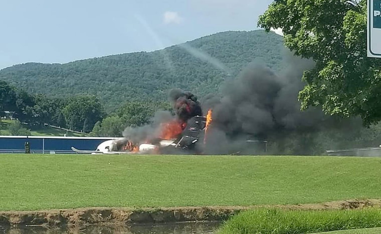 A plane has crash at the Elizabethton Municipal Airport in Tennessee.