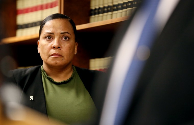 Image: Suffolk County District Attorney Rachael Rollins at a press conference in Boston on March 1, 2019.