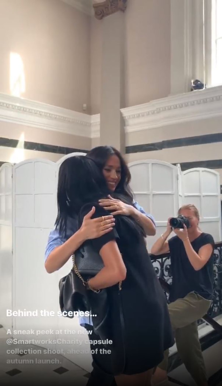 The Duchess of Sussex hugged a surprised model.
