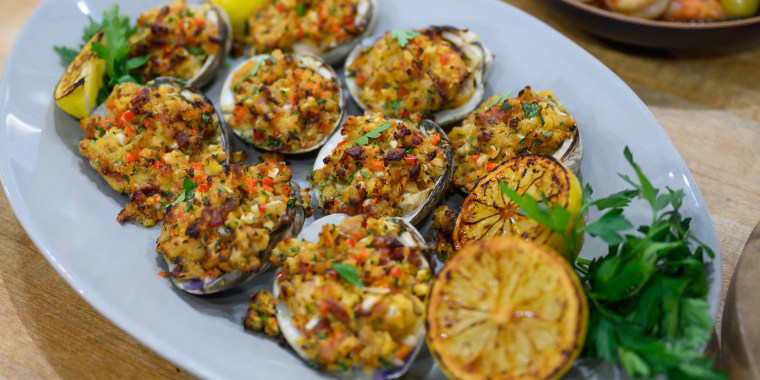 Adam Richman's Grilled Clams + Baked Clams + Bloody Mary Gazpacho