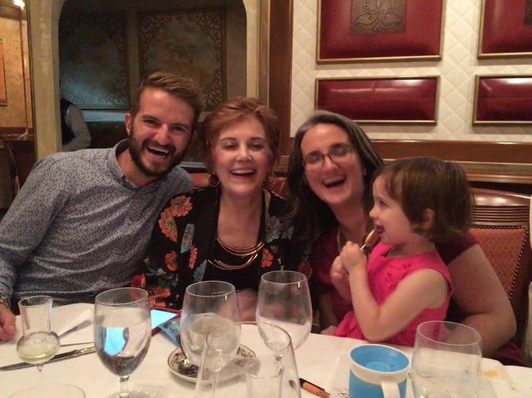 My sister, her daughter Eliana and my mother celebrating her 70th birthday. 