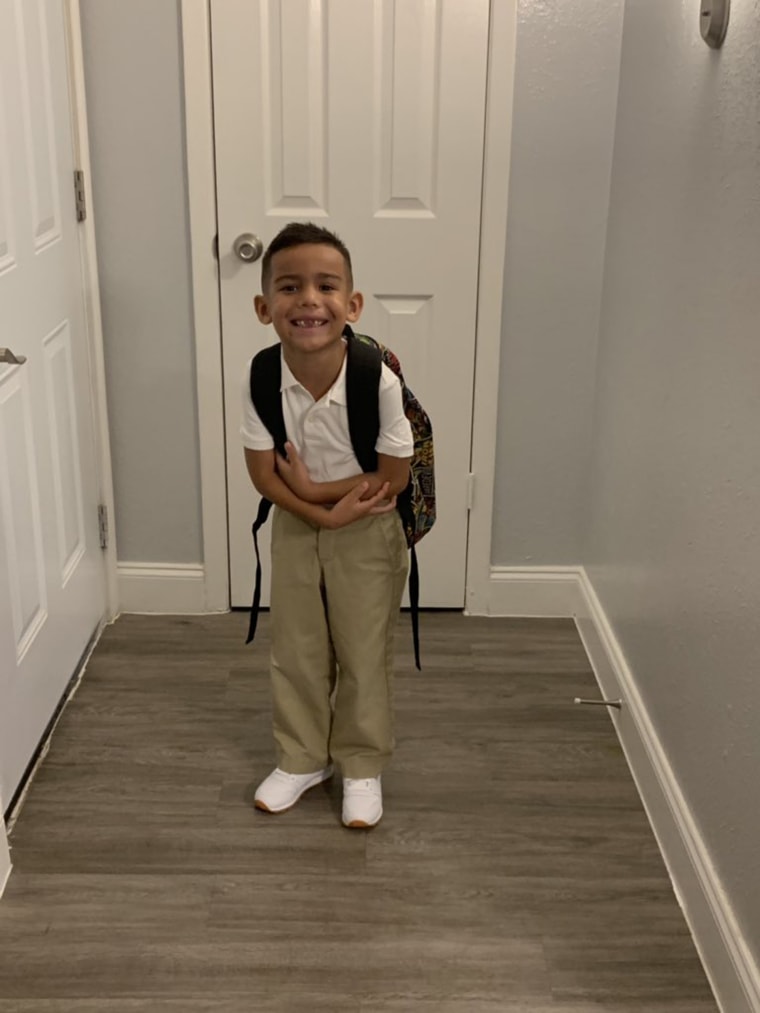 Gus Rodriguez on his way to kindergarten.