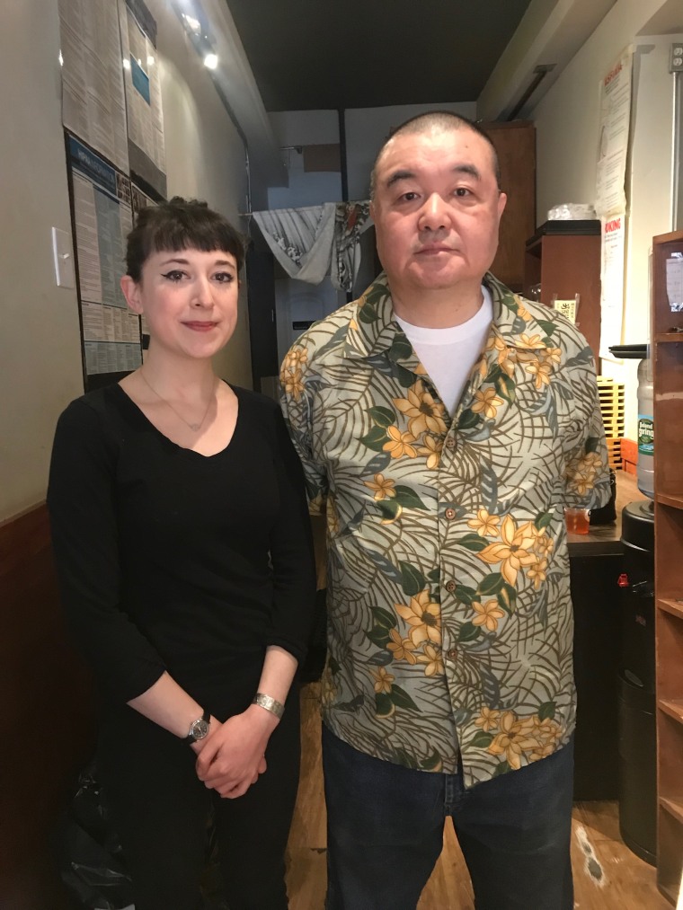 Oona Tempest and her mentor, Japanese master chef Toshio Oguma