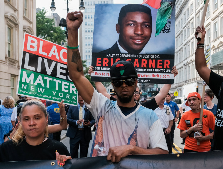 Image: Protesters march and rally on the fifth anniversary of the death of Eric Garner in New York