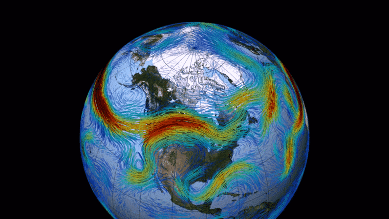 Image: The Northern Hemisphere's polar jet stream is a fast-moving belt of westerly winds that traverses the lower layers of the atmosphere.