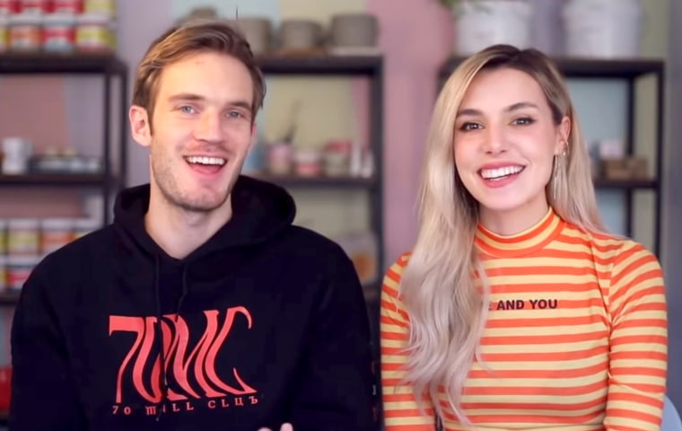 Image: Pewdiepie and his wife, Marzia, in a YouTube video in 2019.