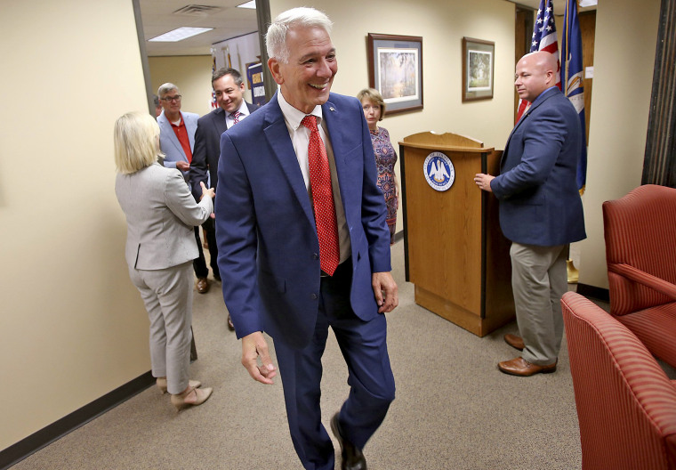 Image: Gubernatorial candidate Ralph Abraham arrives at the Louisiana Secretary of State's Office to register for the upcoming election in Baton Rouge on Aug. 6, 2019.