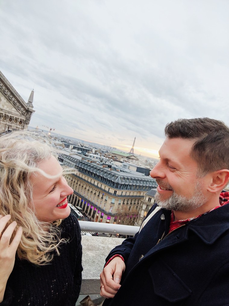Dana McMahan and her husband in Paris in 2018.