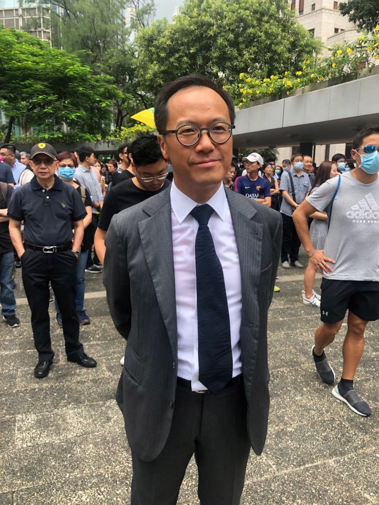 Image: Kenneth Leung takes part in an accountants march Hong Kong