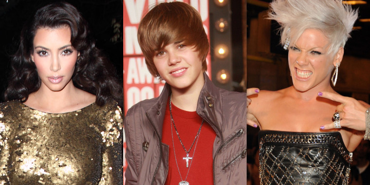Kim Kardashian, Justin Bieber and Pink at the 2009 MTV Video Music Awards.