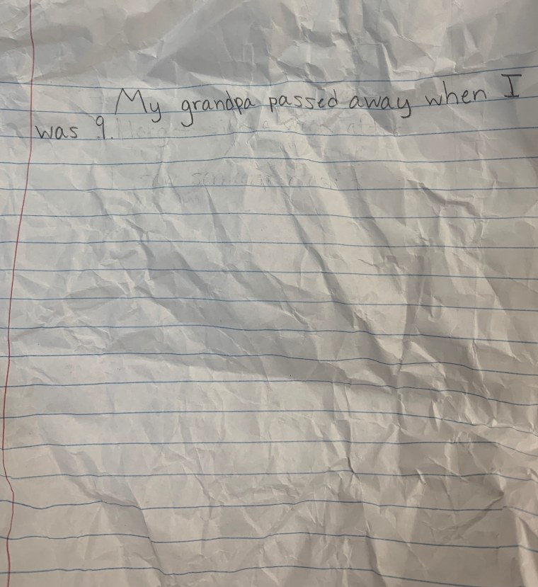 A third student shared that "My grandpa passed away when I was 9." 