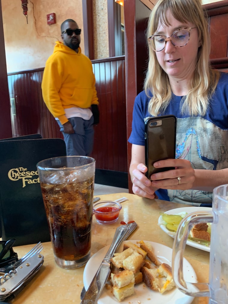When Daniel Rizer snapped a photo of his wife snapping a photo with Kanye West at a Cheesecake Factory in Dayton, Ohio, he sent the pic his daughter's way. Soon after, the image went viral. 