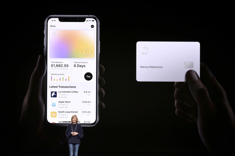 Image: Jennifer Bailey, vice president of Apple Pay, speaks during an Apple product launch event at the Steve Jobs Theater at Apple Park on March 25, 2019.