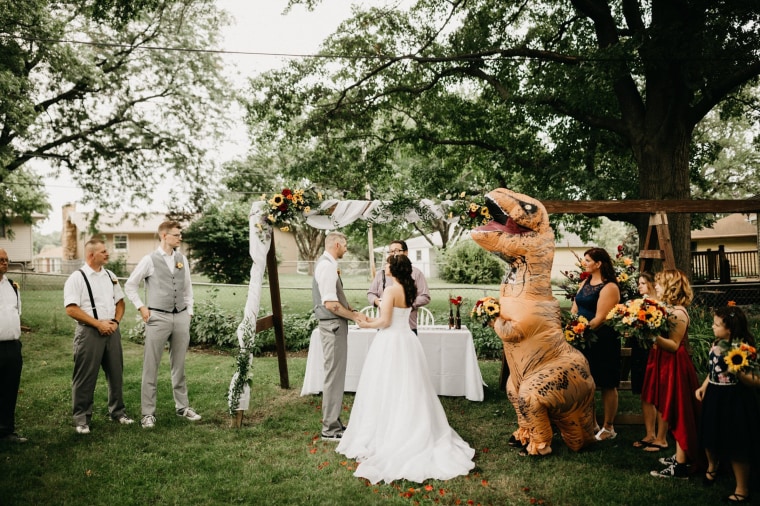 "We're just glad it made so many people smile," the bride said.