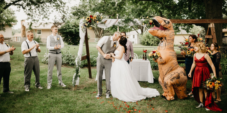 T. rex maid of honor costume