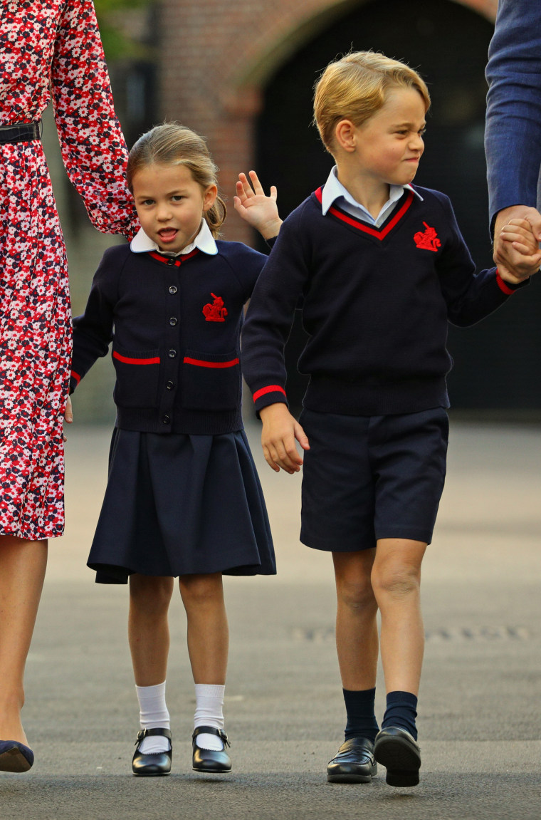 ritain's Princess Charlotte of Cambridge, with her brother, Britain's Prince George of Cambridge