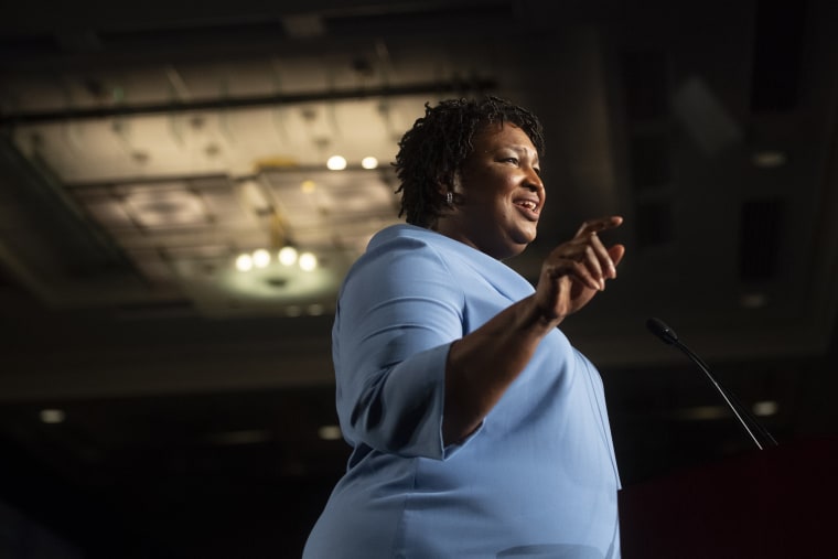 Stacey Abrams addresses supporters during an election night watch party in Atlanta on Nov. 6, 2018.