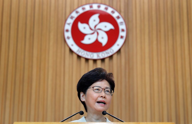 Image: Hong Kong's Chief Executive Carrie Lam holds a news conference in Hong Kong
