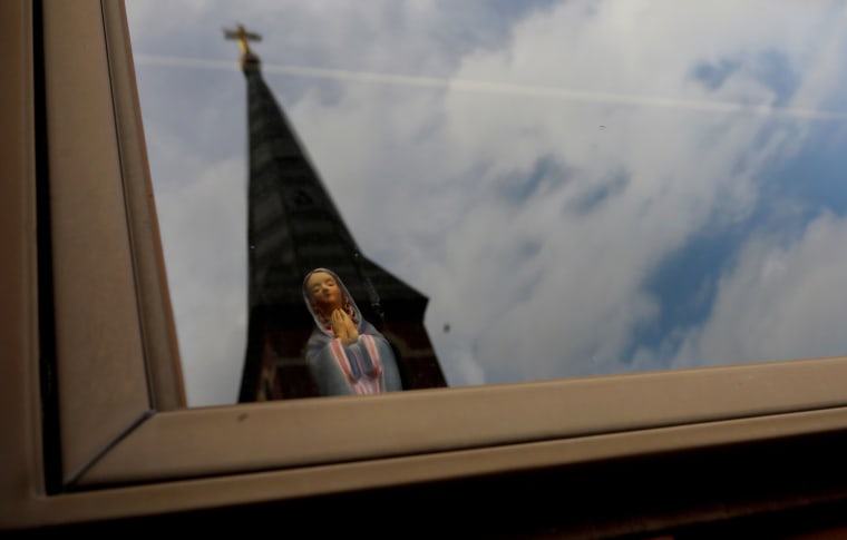 A statuette of the Virgin Mary in Ashland, Pennsylvania