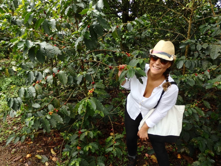 Alyza Bohbot at a coffee bean farm in Colombia.