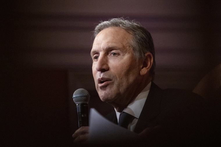Image: Howard Schultz, chairman emeritus and former chief executive officer of Starbucks Corp., speaks during his 'From the Ground Up' book tour in Washington