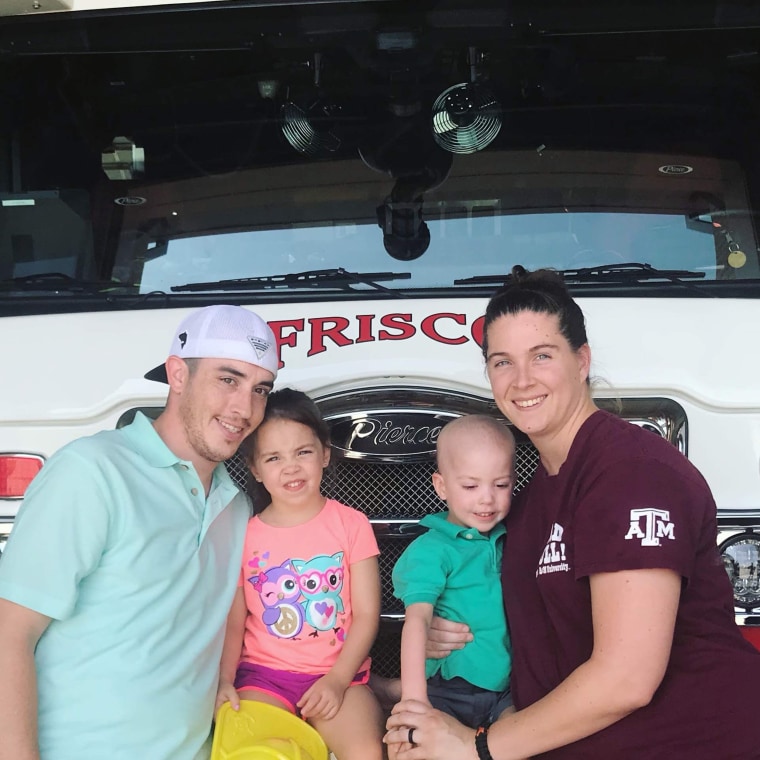 Beckett Burge with his sister Aubrey and parents Matthew and Kaitlin.