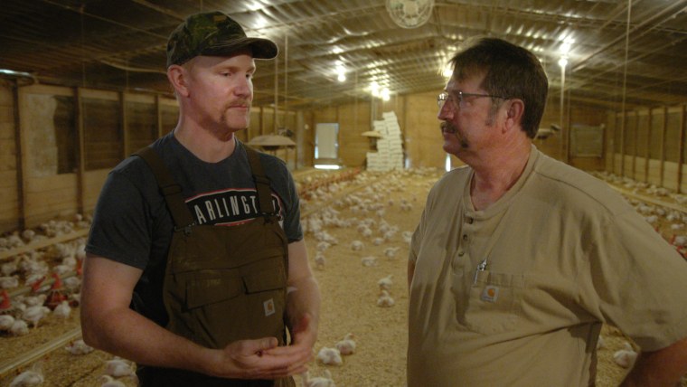 Morgan Spurlock speaks with Jonathan Buttram, a chicken farmer in Alabama