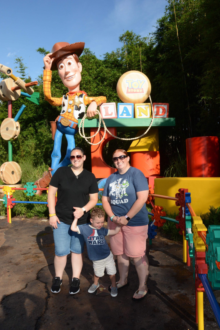 Nicholas with his moms, Tammie Stark and Regina Spero, on a recent trip to Walt Disney World.