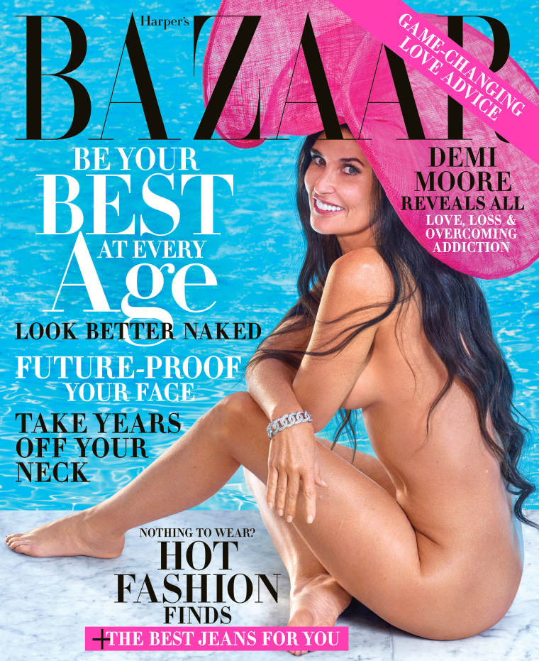 Demi Moore Tits - Demi Moore poses nude on cover of Harper's Bazaar, 28 years after iconic  photo