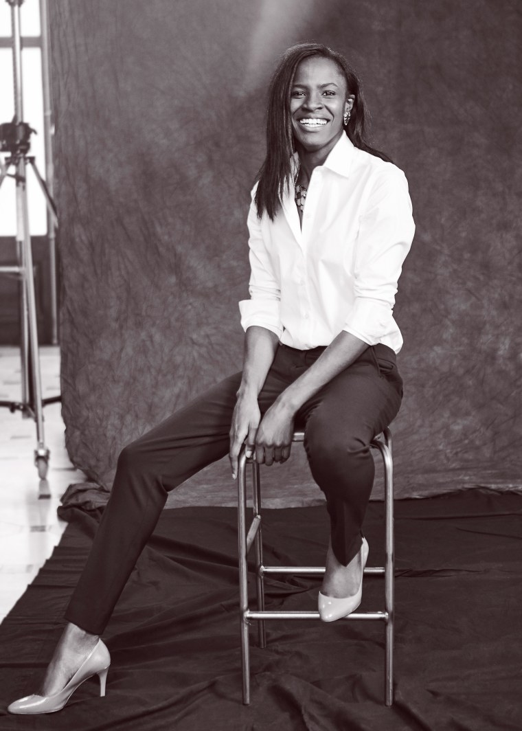 A white blouse is a work staple.