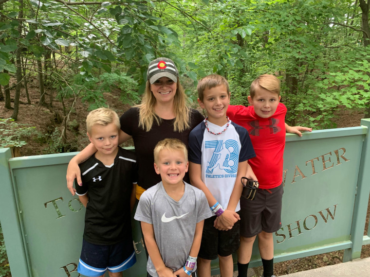 Koch with her sons Aiden, 13, Calen, 11, Kade, 8, and Jace, 7.