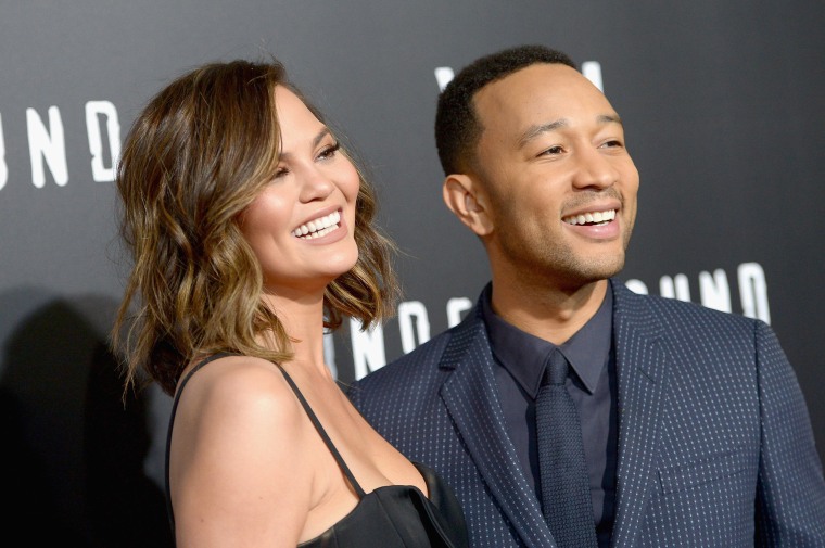 Image: Model Chrissy Teigen and actor/singer/executive producer John Legend in Westwood, California.