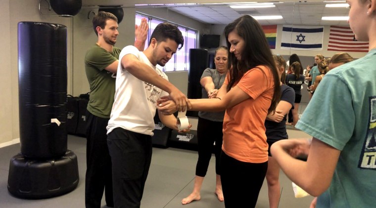 A self-defense class at Shaan Saar, a studio in Orlando, Florida.