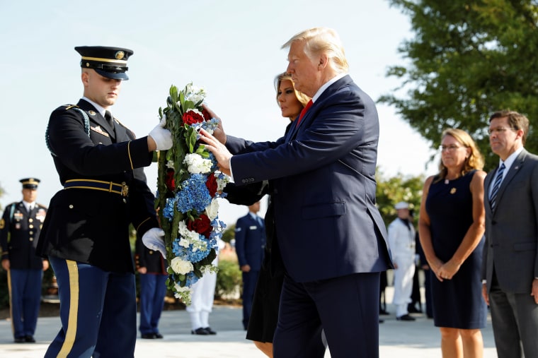 Image: U.S. President Trump attends Pentagon ceremony to mark the 18th anniversary of September 11 attacks in Washington