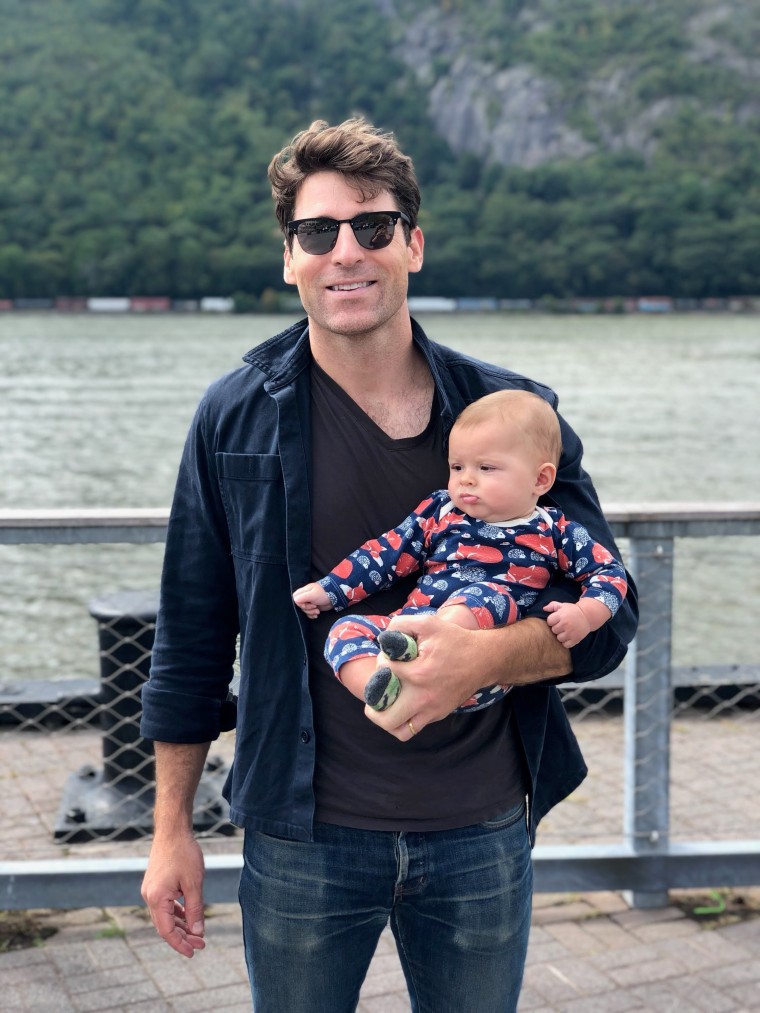 Katy Tur's husband, Tony Dokoupil, co-host of CBS "This Morning," with their son, Teddy.