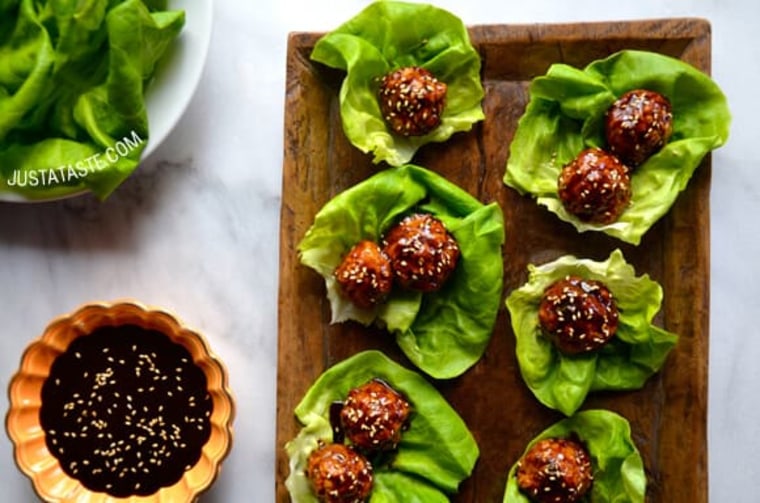 BAKED ASIAN CHICKEN MEATBALL LETTUCE WRAPS