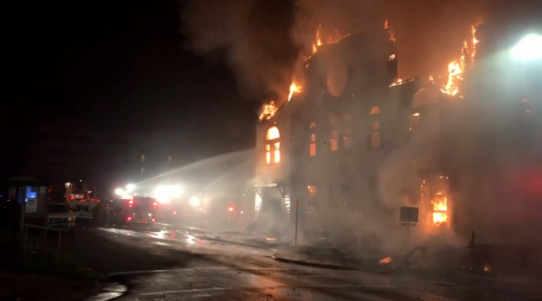 Image: A fire at a Jewish synagogue in Duluth, Minn., on Sept. 9, 2019.