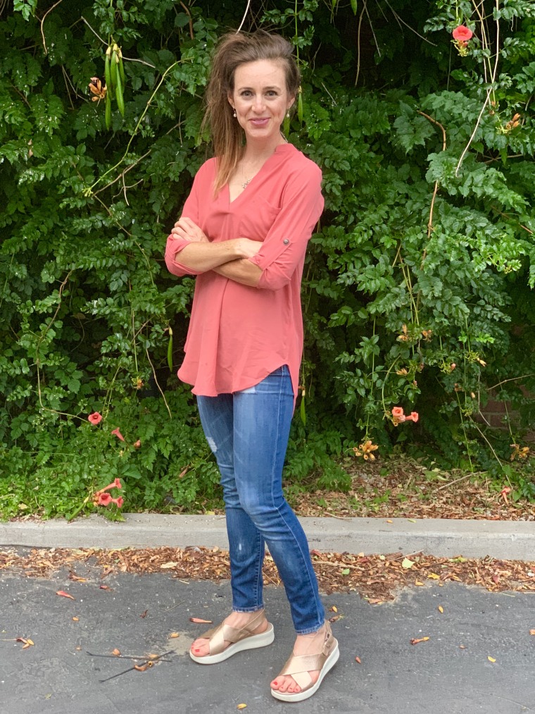 All in Favor Perfect Henley Tunic in Faded Rose