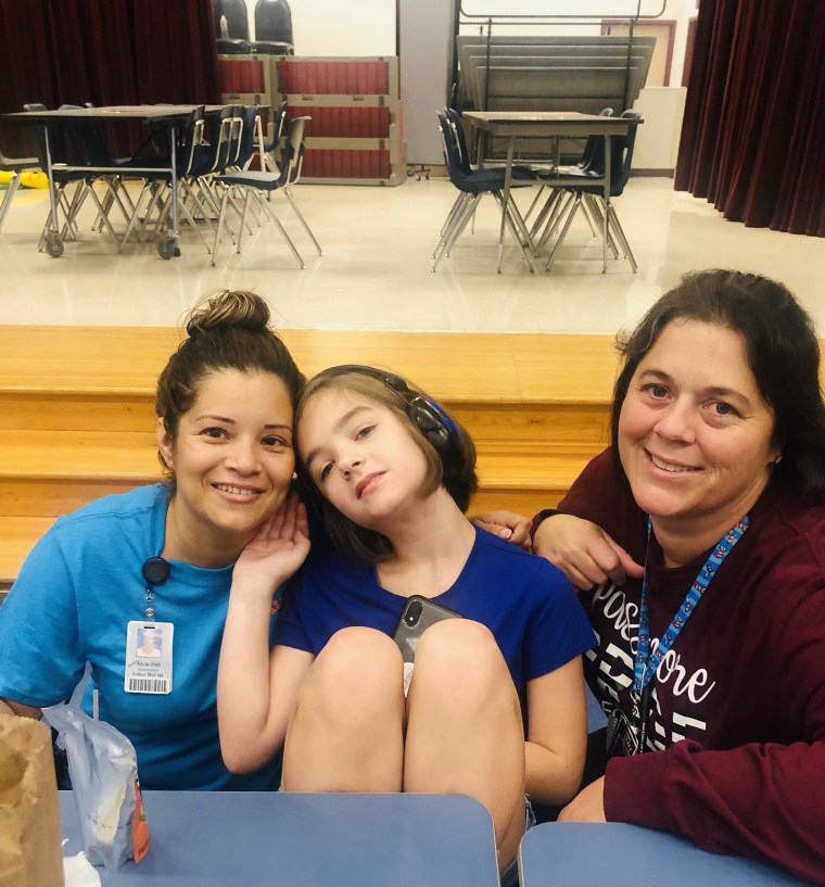 Kenlee Bellew-Shaw with her mom, Hollie, and Esther McCool. 