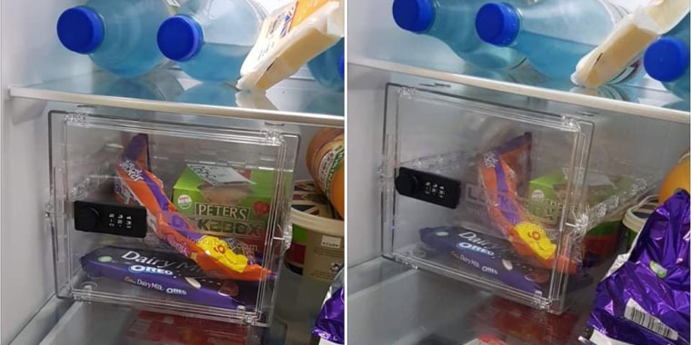 LAIRY MILK! FURIOUS CHOCOLATE ADDICT RETURNS HOME TO FIND HUBBY-TO-BE HAS INSTALLED FRIDGE SAFE TO STOP HER FROM STEALING HIS TREATS