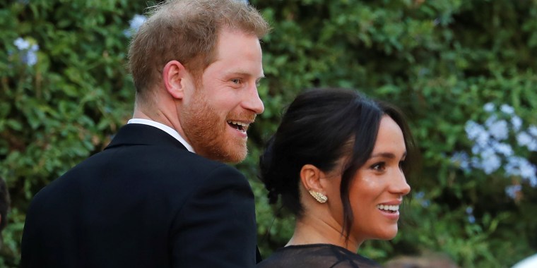 The Duke and Duchess of Sussex, Prince Harry and his wife Meghan, arrive to attend the wedding of fashion designer Misha Nonoo at Villa Aurelia in Rome