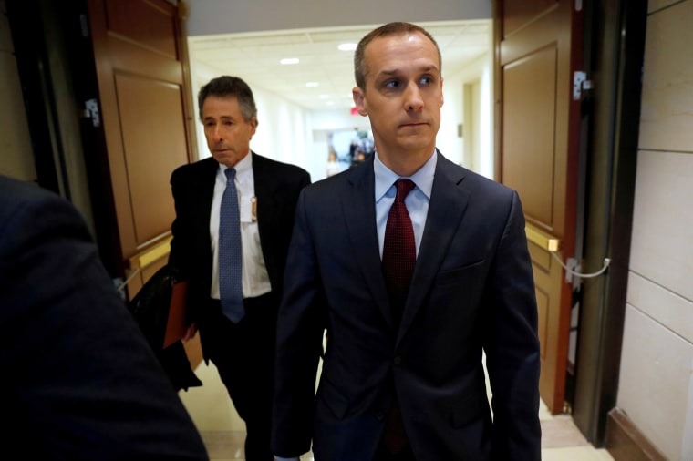 Image: Former Trump campaign manager Corey Lewandowski arrives to meet with the House Intelligence Committee, about their ongoing probe of alleged Russian interference in the 2016 U.S. election, at the U.S. Capitol in Washington, DC, Jan. 17, 2018.