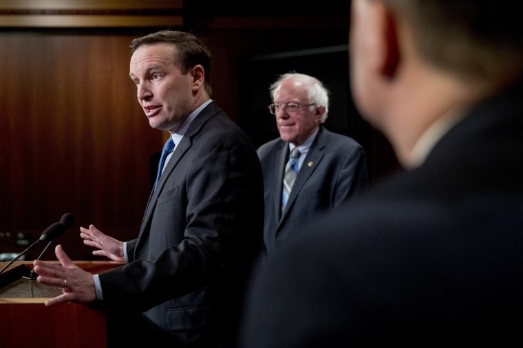 Image: Sen. Chris Murphy, D-Conn., speaks at a news conference on Capitol Hill on Jan. 30, 2019.