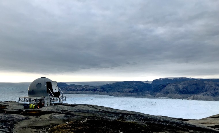 A scientist, a logistics coordinator, a mountaineering guide and me, an NBC News reporter were stuck on Helheim Glacier in Greenland overnight without being fully prepared.