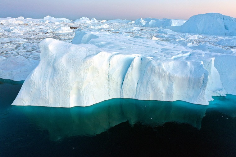 Icebergs in the Ilulissat Icefjord near Ilulissat, Greenland.